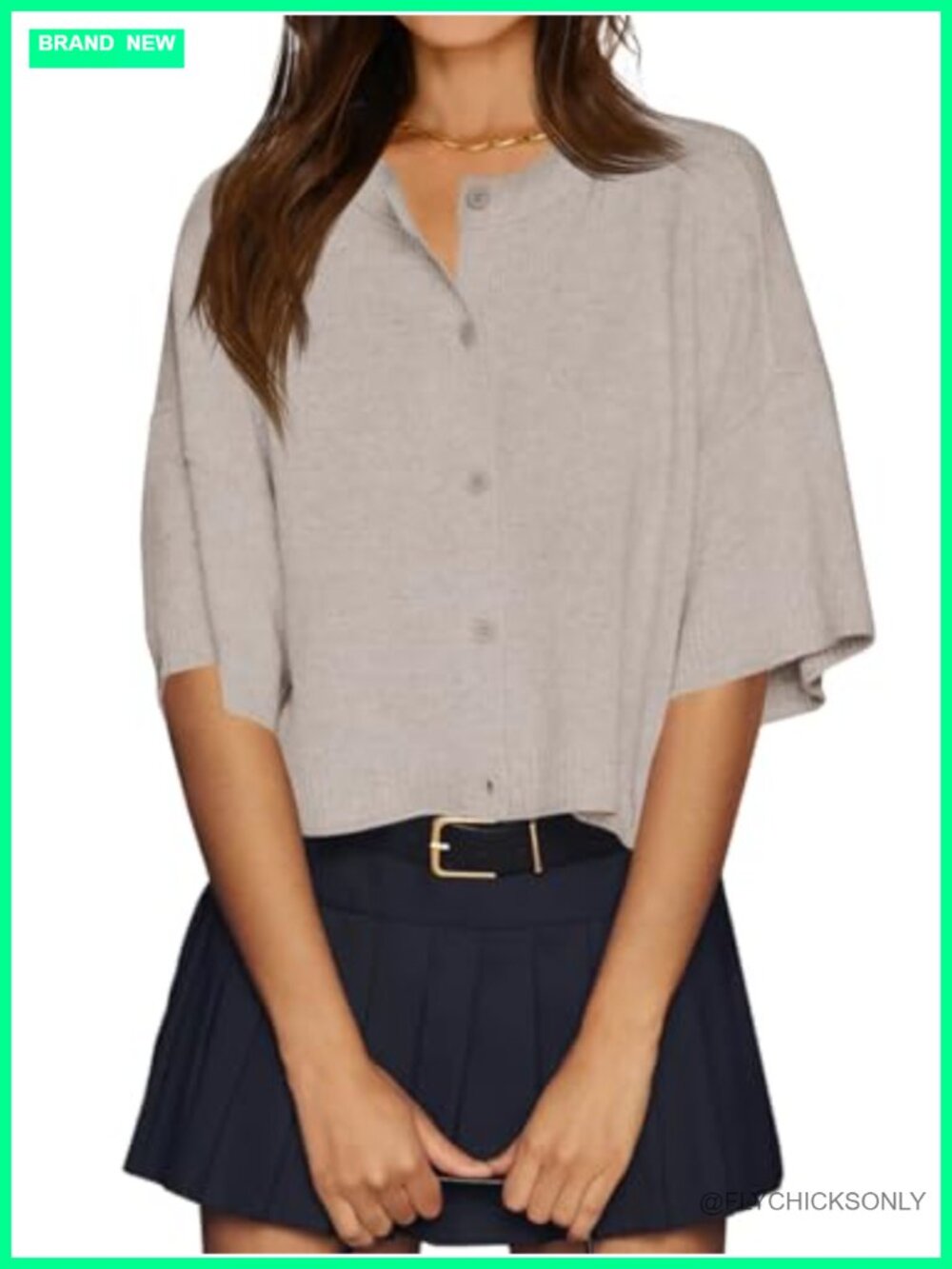 Women's Oversized Half Sleeve Button Cardigan Knit Sweater